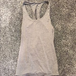 Gray Patagonia tank top.